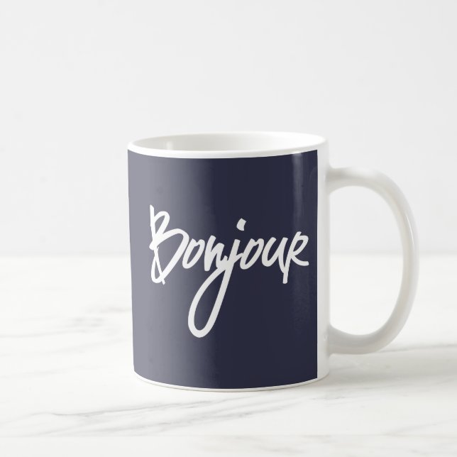 Bonjour Script (White) för Älskare av Frankrike Kaffemugg (Höger)