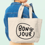 Bonjour Simple Modern Blommigt Fransk Hälsning Jumbo Tygkasse<br><div class="desc">Bonnjour Simple Modern Blommigt Fransk Hälsning Tote bags har en enkel modern utformning med texten "Bonjour" i modern manustypografi. Skapat av Evco Studio www.zazzle.com/store/evcostudio</div>