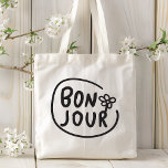 Bonjour Simple Modern Blommigt Fransk Hälsning Tygkasse<br><div class="desc">Bonnjour Simple Modern Blommigt Fransk Hälsning Tote bags har en enkel modern utformning med texten "Bonjour" i modern manustypografi. Skapat av Evco Studio www.zazzle.com/store/evcostudio</div>