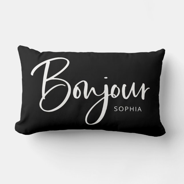 Bonjour | Skript för Elegant och modern Fransk Lumbarkudde (Framsida)