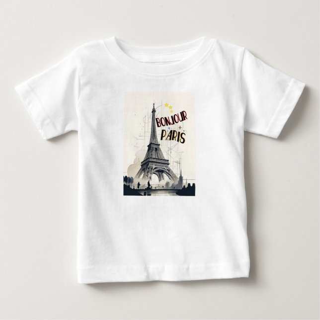Bonjour Skyline Marathon Paris T Shirt (Framsida)
