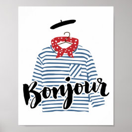 Bonjour, stripe-fransk Skriv ut Poster