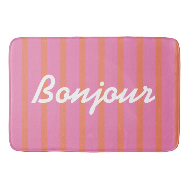 Bonjour Stripe Rosa Badrumsmatta (Framsidan)