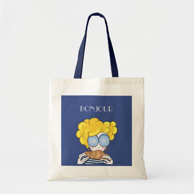 Bonjour Tote Bag Tygkasse (Framsidan)