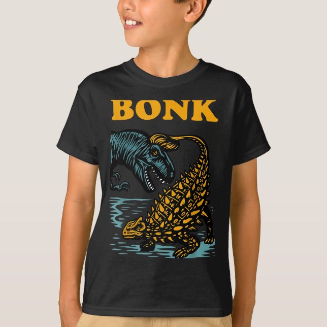 Bonk Dinosaur Funny Prehistoric Humor Design  T Shirt (Framsida)