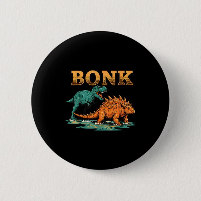 Bonk Dinosaur Rolig Förhistorisk Humor Design  Knapp (Framsida)
