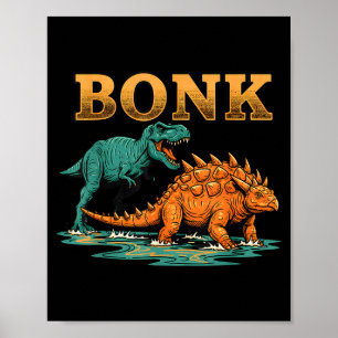 Bonk Dinosaur Rolig Förhistorisk Humor Design Poster