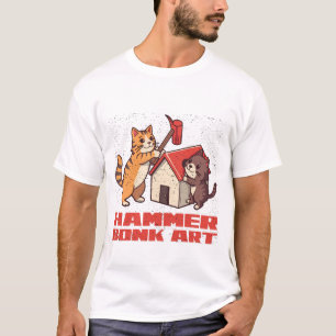 Bonk Hammare Katt Roligt Meme Retro Sött Konst T Shirt