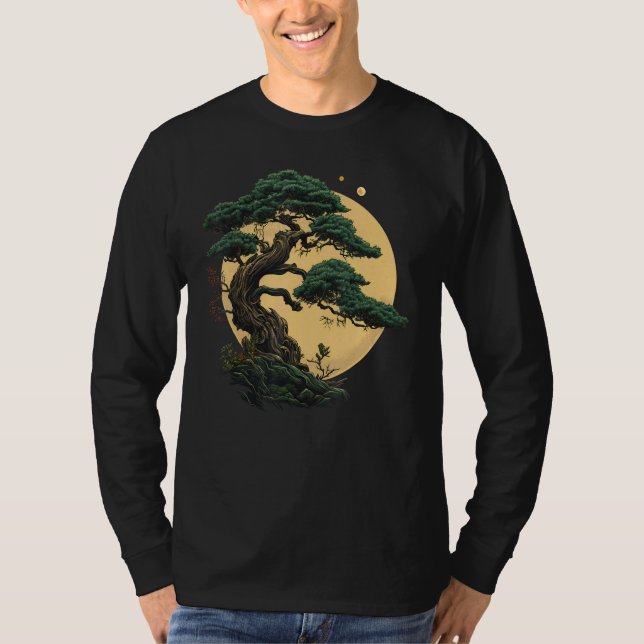 Bonkei Japanese Miniature tree gardening on Bonsai T Shirt (Framsida)