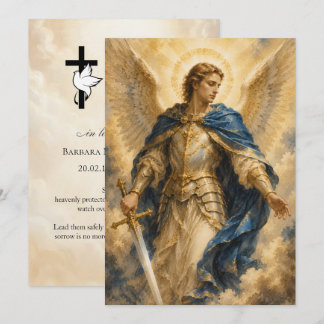 Bönkort för begravning för St. Michael 5x7 tum Inbjudningar