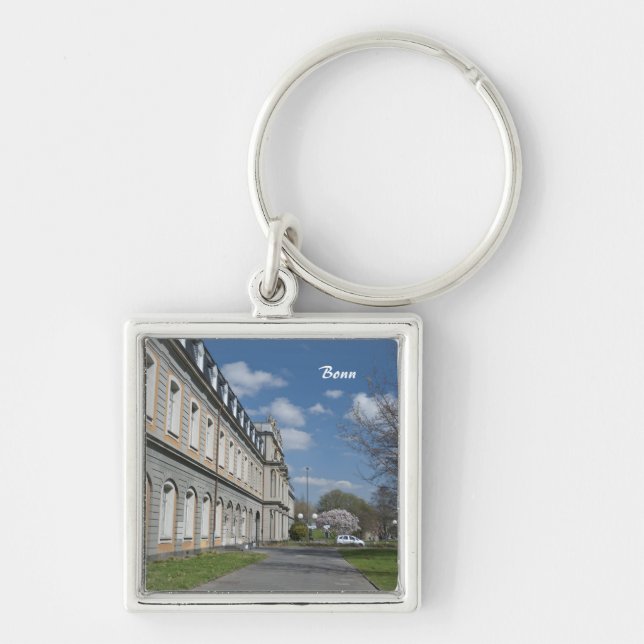 Bonn Fyrkantig Silverfärgad Nyckelring (Framsidan)