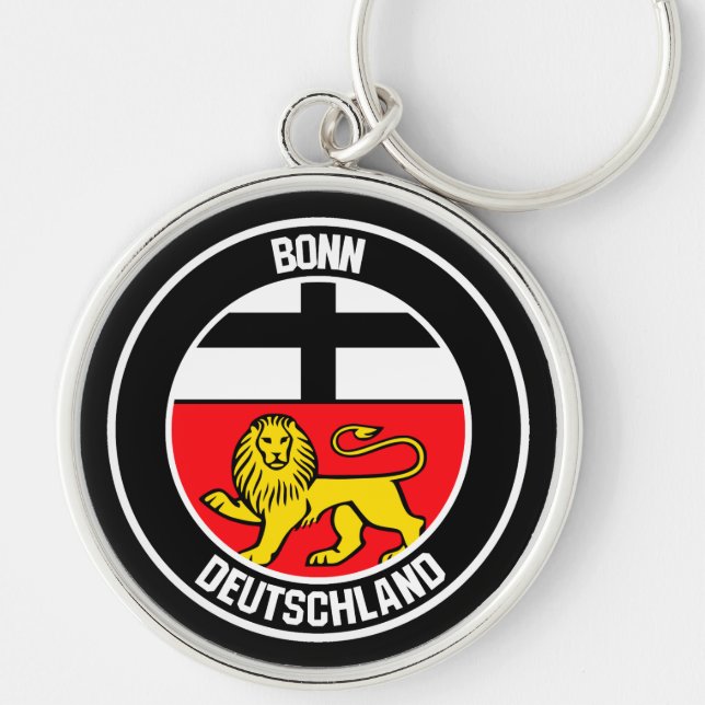 Bonn Round Emblem Rund Silverfärgad Nyckelring (Framsidan)
