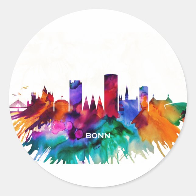 Bonn Skyline Runt Klistermärke (Framsida)