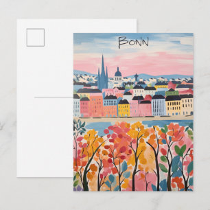 Bonn Tyskland Resa Stad Målar Färgglad Estetik Vykort