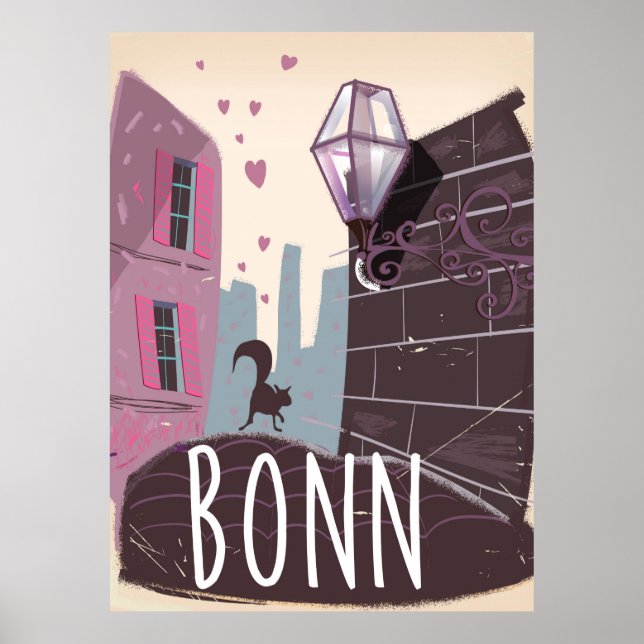 Bonn Tyskland Vintage stil-reseaffisch Poster (Framsidan)