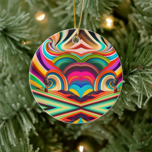 Bonnaroo Abstrakt Art Ceramic Ornament - färgstark (Träd)
