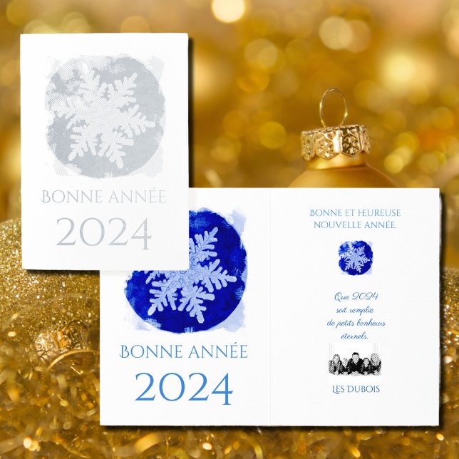 Bonne Annee - snowflake - 2025 silver Folierat Kort (Skapare uppladdad)