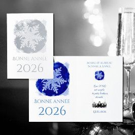 Bonne Annee - snowflake - 2026 silver Folierat Kort