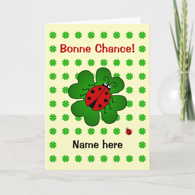 Bonne chans lycka till add namn ladybird kort (Framsida)