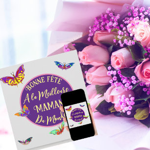 Bonne fête maman - papillons multicolores kort