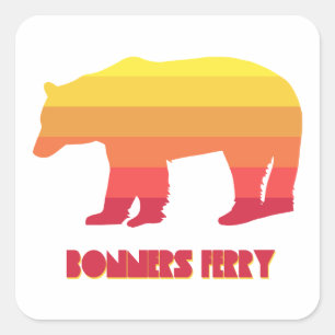Bonners Ferry Idaho Rainbow Bear Fyrkantigt Klistermärke