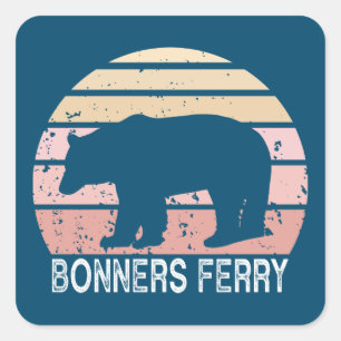 Bonners Ferry Idaho Retro Bear Fyrkantigt Klistermärke