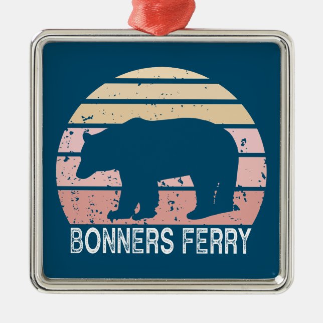 Bonners Ferry Idaho Retro Bear Julgransprydnad Metall (Framsidan)