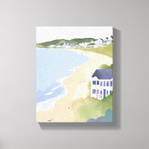 Bonnet Shores Vattenfärg av Rhode Island-strand Canvastryck