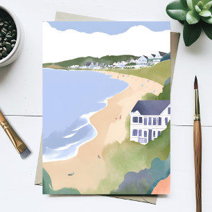 Bonnet Shores Vattenfärg av Rhode Islands strand Vykort