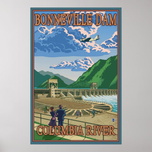 Bonneville Dam - Columbia River, OR Travel Poster (Framsidan)