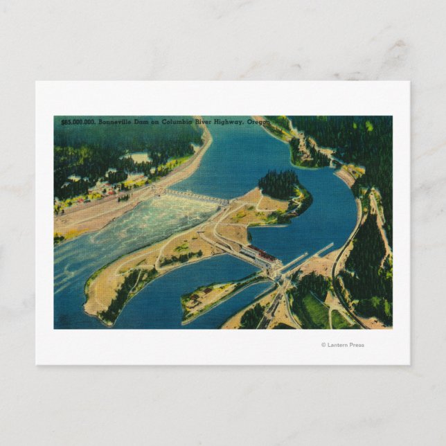 Bonneville Dam och Columbia River från Luft Vykort (Framsida)