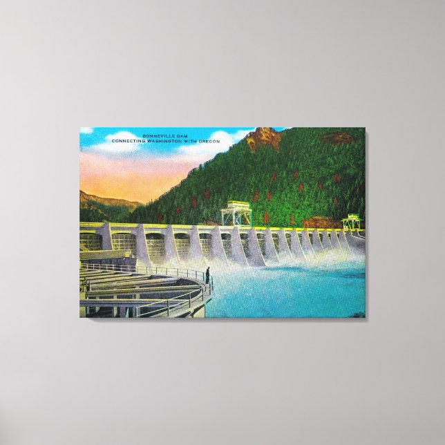 Bonneville Dam vid Columbia River Canvastryck (Framsida)
