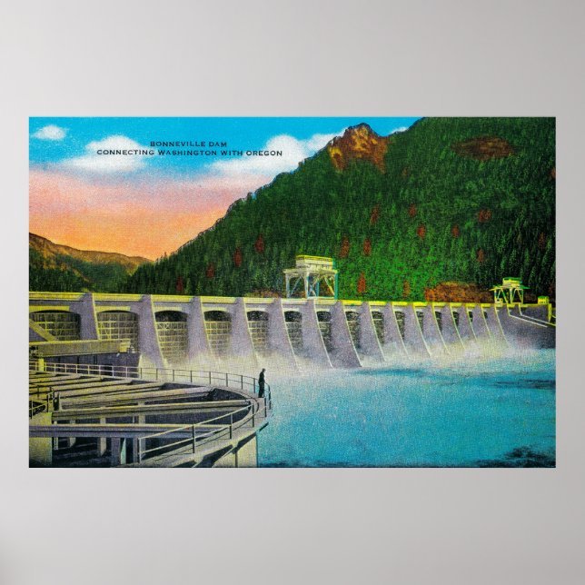 Bonneville Dam vid Columbia River Poster (Framsidan)