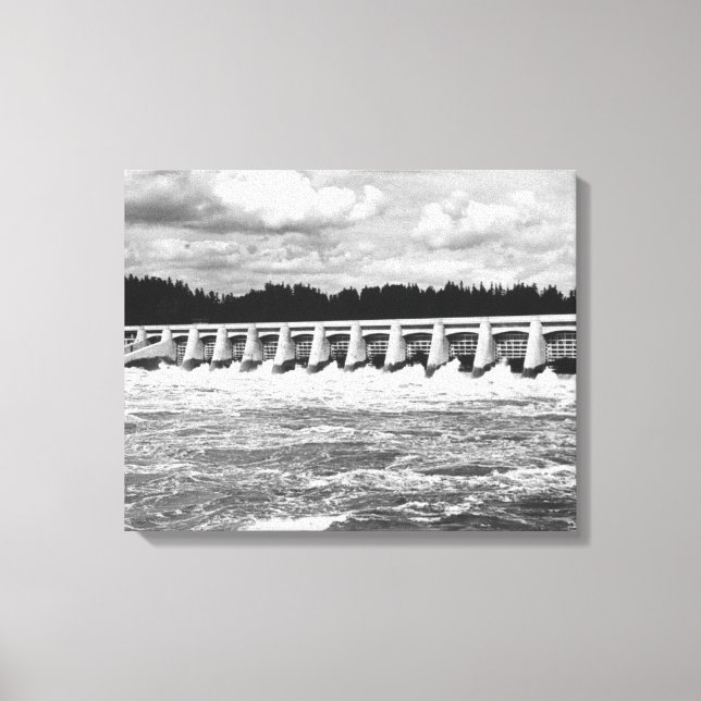 Bonneville Dam View of Main Spillway Photograph Canvastryck (Framsida)