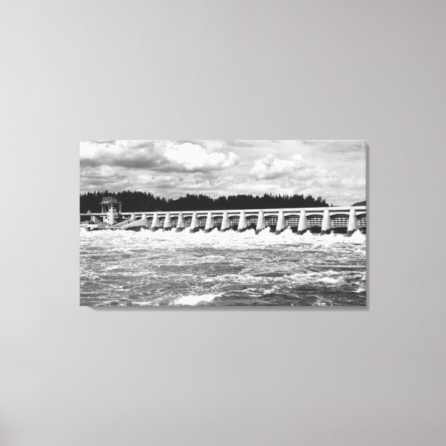 Bonneville Dam View of Main Spillway Photograph Canvastryck (Framsida)