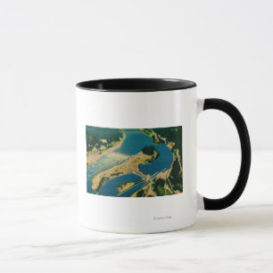 Bonneville fördämning och Columbia River från luft Mugg