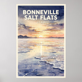 Bonneville Salt Flats Utah Retro Resa Poster