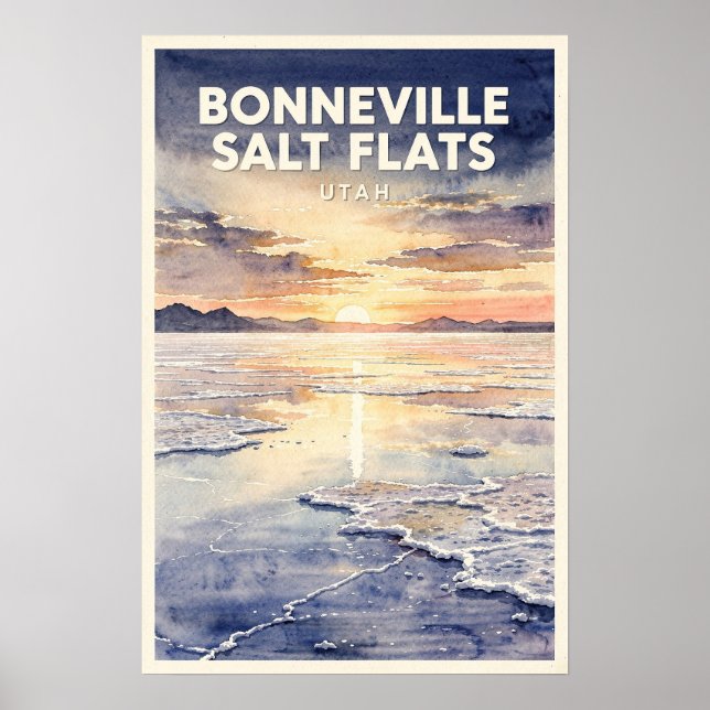 Bonneville Salt Flats Utah Retro Resa Poster (Framsidan)