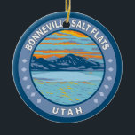 Bonneville Salt Flats Utah Travel Art Vintage Julgransprydnad Keramik<br><div class="desc">Bonneville Salt Flats vektorteckningsdesign. De är en tätt förpackad saltpanna i Tooele County i nordvästra Utah.</div>
