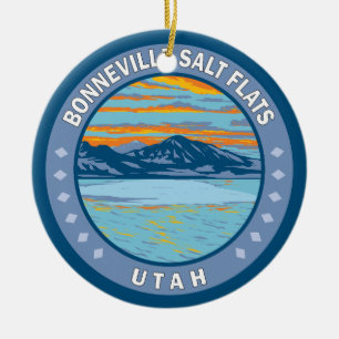 Bonneville Salt Flats Utah Travel Art Vintage Julgransprydnad Keramik