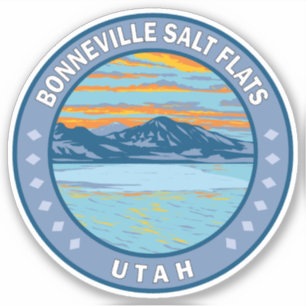 Bonneville Salt Flats Utah Travel Art Vintage Klistermärken