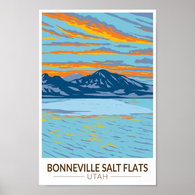 Bonneville Salt Flats Utah Travel Art Vintage Poster (Framsidan)