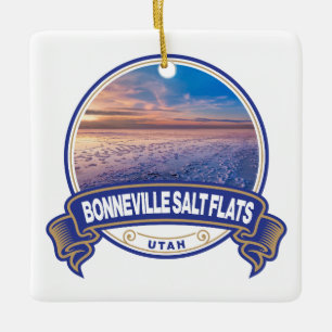 Bonneville Salt Flats Utah Travel Badge Julgransprydnad Keramik