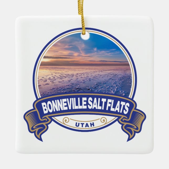 Bonneville Salt Flats Utah Travel Badge Julgransprydnad Keramik (Framsida)