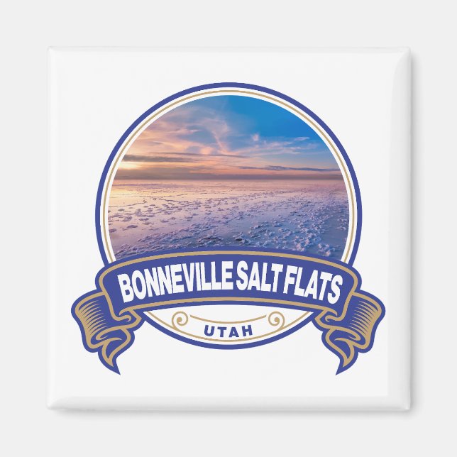 Bonneville Salt Flats Utah Travel Badge Magnet (Framsidan)