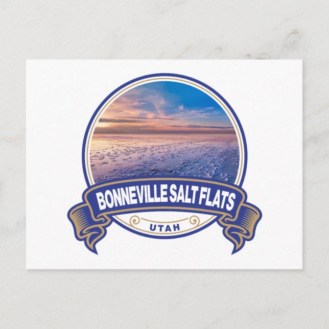 Bonneville Salt Flats Utah Travel Badge Vykort (Framsida)