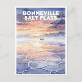 Bonneville Salt Flats Utah Vintage Vykort