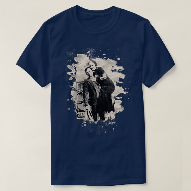 Bonnie amp Clyde bleached look T Shirt (Design framsida)