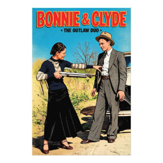 Bonnie And Clyde Det Olagliga Duon Retrokonst Fototryck