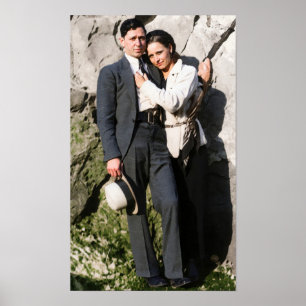 Bonnie And Clyde Embrace 1933 Remastrad Poster